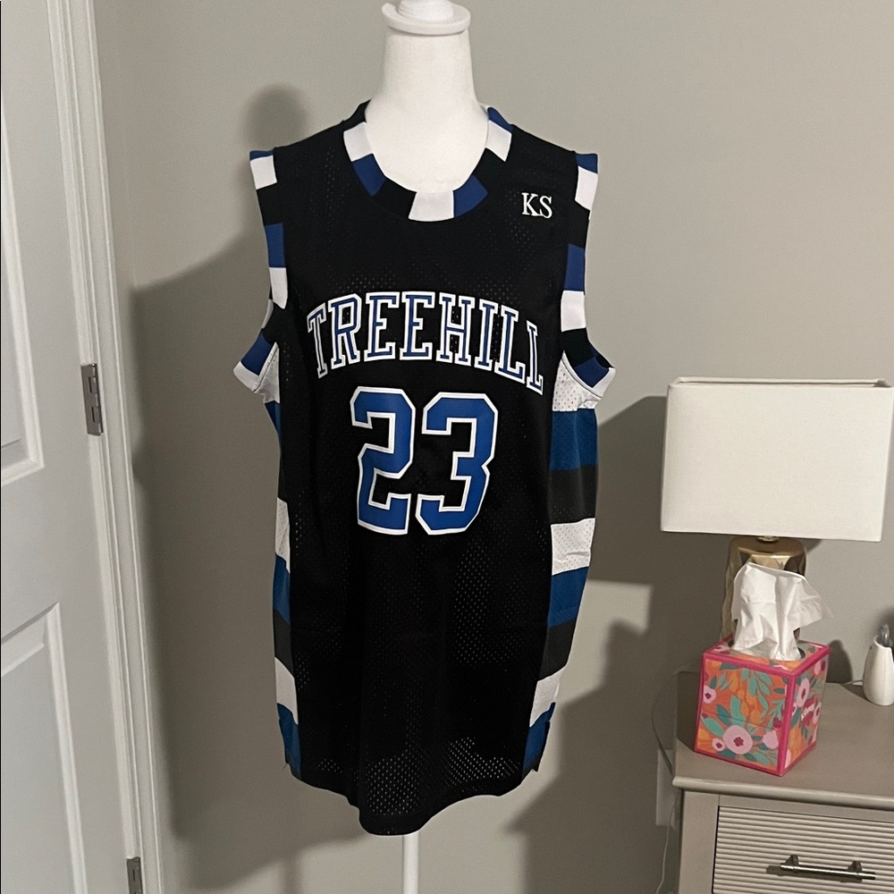 Scott Treehill #23 Black Blue White Basketball Jersey